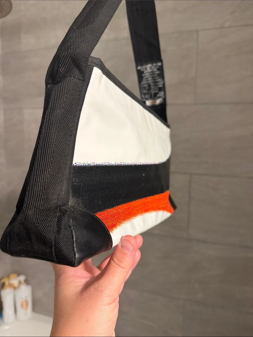 VY & ELLE Upcycled Billboard Vinyl Cache shoulder handbag
